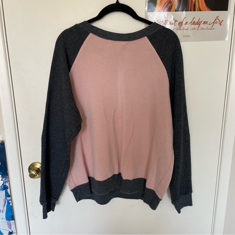 Project Social T Pink and Charcoal Crew Neck Sweater - Picture 3 of 3